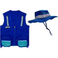 thumbnail image 1 of Cargo Vest for Kids with Reflective Straps & Bucket Hat with Chin Strap - Dark Blue - XS, 1 of 5