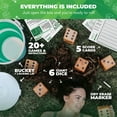 thumbnail image 5 of SWOOC Games - Yardzee, Farkle & 20+ Games - Light-Weight Yard Dice Game Set (All Weather) with Collapsible Bucket, 5 Big Laminated Score Cards, and Marker (Choose 2.5in or 3.5in Dice) Yard Games, 5 of 6