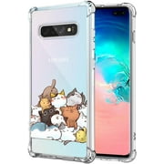 KIOMY Case for Samsung Galaxy S10 Plus for Girls Boys Women Clear with Cute Cat Design Shockproof Bumper Protective Cell Phone Back Cover Flexible Slim Soft Rubber for Samsung Galaxy S10+
