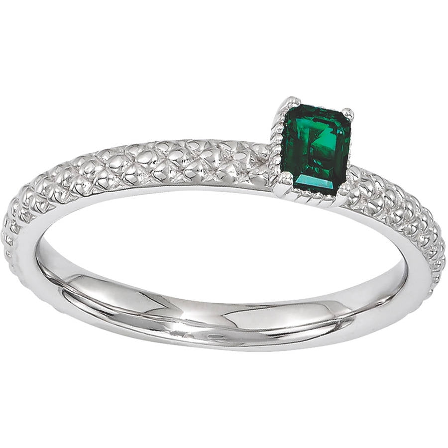 Sterling Silver Eternity Ring Solid Polished Rhodium 3.5 mm 3.5 mm Stackable Expressions Created Ruby Ring