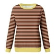 thumbnail image 4 of Women Plus Size Halloween Striped Color Block Sweatshirt Casual Loose Round Neck Long Sleeve Pullover 2025 T-Shirt Tops,Coffee 3,4XL, 4 of 5