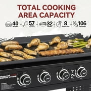 Royal Gourmet 44 6-Burner Flat Top Gas Grill Griddle, Griddle with Foldable Side Shelves, Front Spice Rack, Double-Layer Bottom Shelves, GB6000