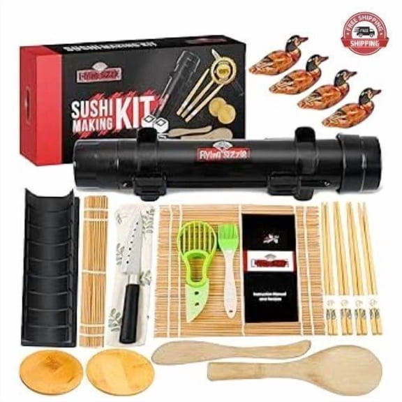 Flying Sizzle Plastic and Bamboo Sushi Making Kit, 21 pcs