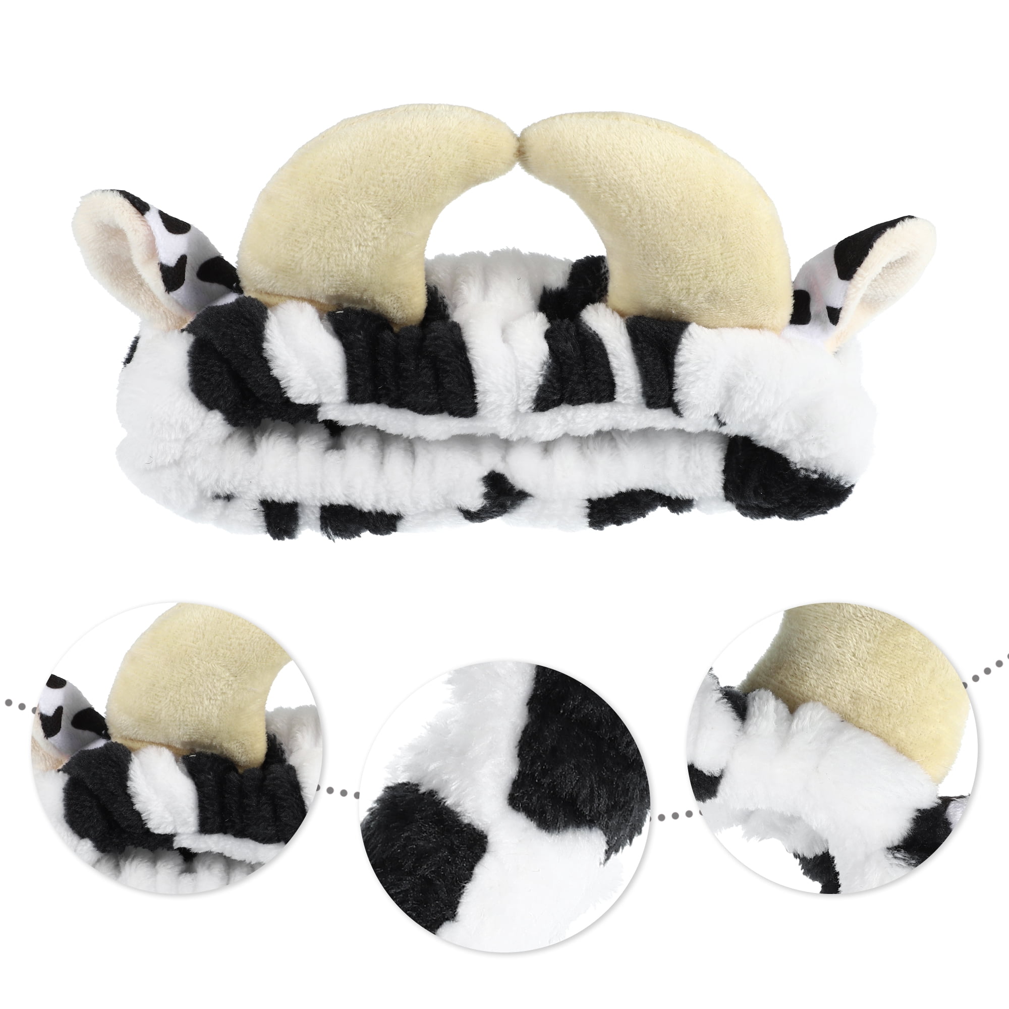 Unique Bargains Women's Cute Cartoon Cow Headbands 8.27"x7.09" Black White 1 Pc