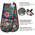 thumbnail image 2 of Yayeee Double Oven Mitt Kitchen Heat Resistant Baking 35" x7" Quilted Glove, Blue Colorful Flowers, 2 of 6
