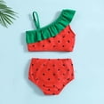 thumbnail image 3 of Niñas Pequeñas Traje de Baño de Verano Impreso de Cuerpo Dividido Conjunto de Dos Piezas para las Vacaciones de Natación en el Interior de la Playa, 3 of 6