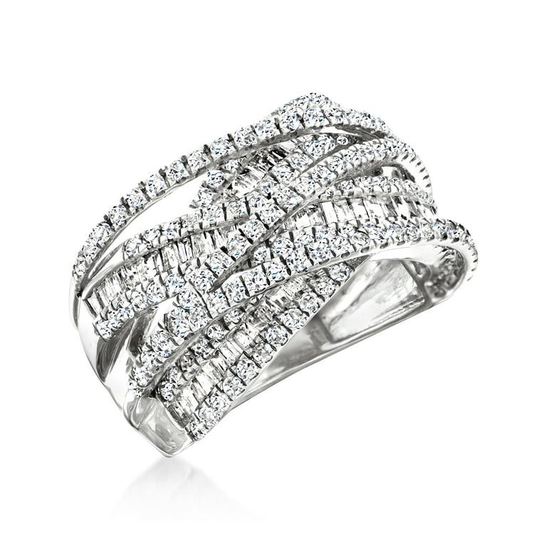 Ross-Simons - .5 ctw Diamond Open-Space Two-Row Ring in 14kt White Gold. Size 6