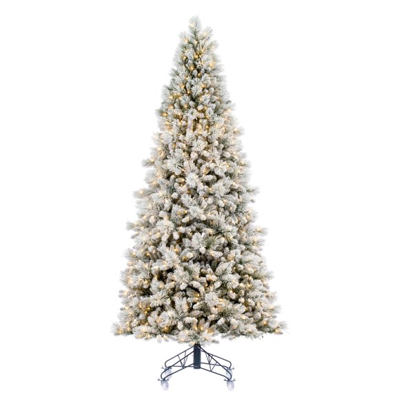 Vickerman 12' x 64" Flocked Jackson Pine Artificial Pre-Lit Christmas Tree, Warm White Lights