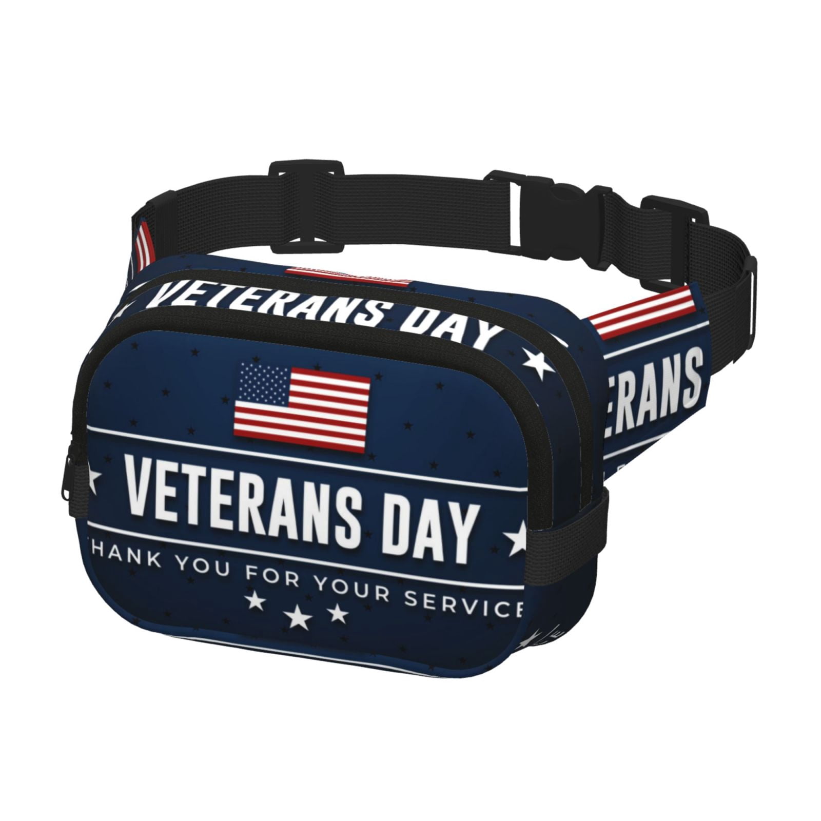 Picia Happy Veterans Day Print Square Double-Layer Waist Bag Mini Adjustable Waist Belt Bag Exercise Running Travel Hiking
