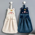 thumbnail image 4 of 1 Pcs Cute Hand Towels with Hanging Loop, Cartoon Animal Absorbent Hand Towels for Kitchen, Coral Fleece Plush Towel for Bathroom Bedroom(Navy Blue), 4 of 4