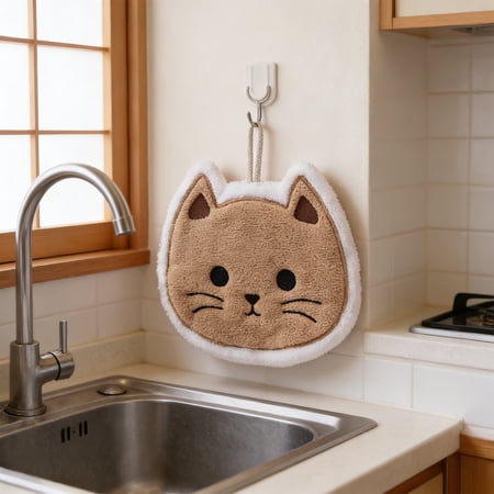 Wooowa Cute Animal Shaped Hanging Hand Towel Super Absorbent Thick Towel for Kitchen Bathroom Gift for Family Friends