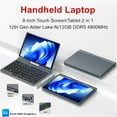 thumbnail image 5 of Mini Laptop Screen Touch 8" Netbook Windows 11 Intel N100 12GB RAM Laptop with Stylus, 5 of 9