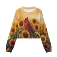 thumbnail image 6 of Xoenoiee Cardinal Sunflower Print Girls Sweatshirt Long Sleeve Crew Neck Top Kids Tees Casual Soft Crop Pullover T-Shirts, 7-8 Years, 6 of 7