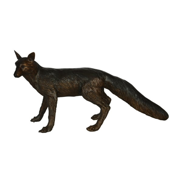 Fox Standing Bronze Statue -  Size: 36"L x 11"W x 19"H.