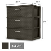 (2 pack) Sterilite 3 Drawer Wide Weave Tower Espresso