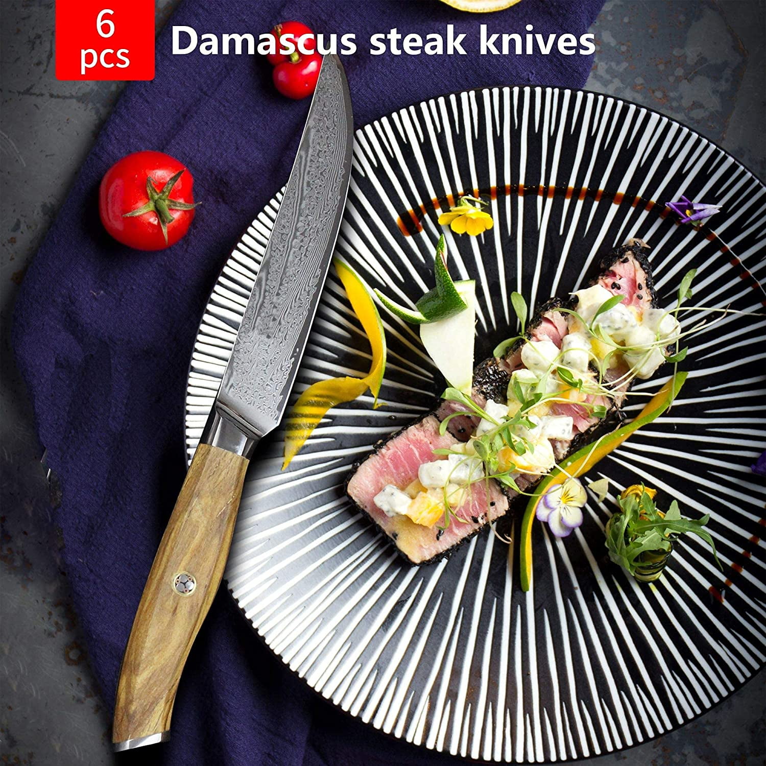 F.N. Sharp Damascus Steak Knives