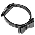 thumbnail image 4 of Collar ajustable de microfibra con doble lazo y diamantes de imitación para gatos, suministro para mascotas, color negro XL, 4 of 5