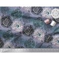 thumbnail image 2 of Soimoi polyester Crepe Fabric Text,Floral & Greek Key Block Printed Fabric 1 Yard 52 Inch Wide, 2 of 3