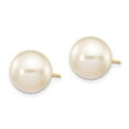 thumbnail image 2 of Primal Gold 14 Karat Yellow Gold 10-11mm White Round Fresh Water Cultured Pearl Stud Earrings, 2 of 3