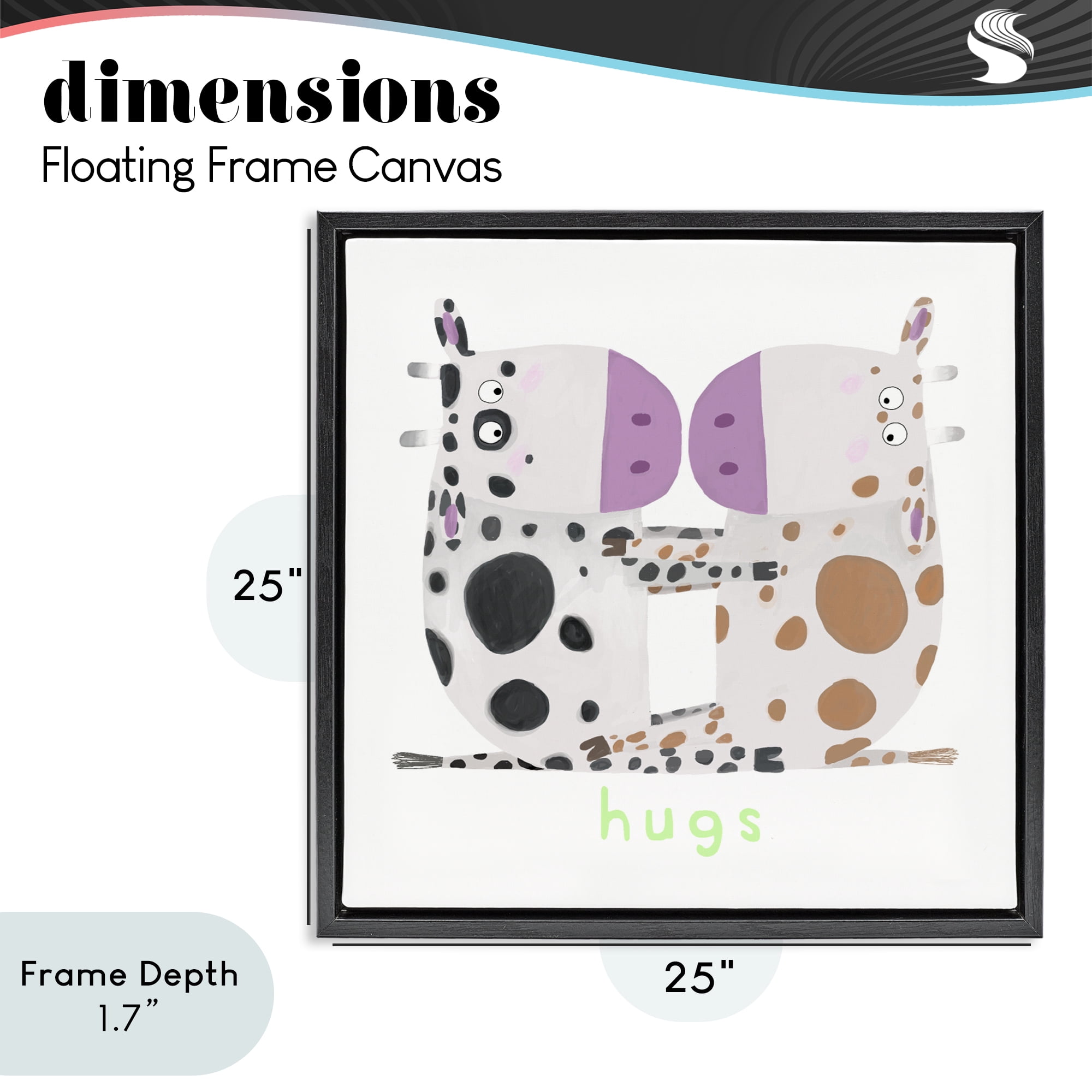 Stupell Industries Cow Hugs Symmetry Black Framed Floater Canvas Wall Art, design by Carla Daly