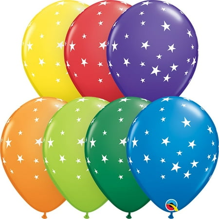 11 inch Contempo Stars Carnival Assortment Latex Balloons (50 Pack) - Party Supplies Decorations