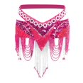thumbnail image 3 of Chain Tassel Belly Dance Hip Skirt Dancing Waist Chain Belt Costume Rose Red, 3 of 8
