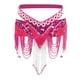 thumbnail image 3 of Falda de práctica para danza del vientre con borlas y cuentas para mujer Rosa roja, 3 of 9