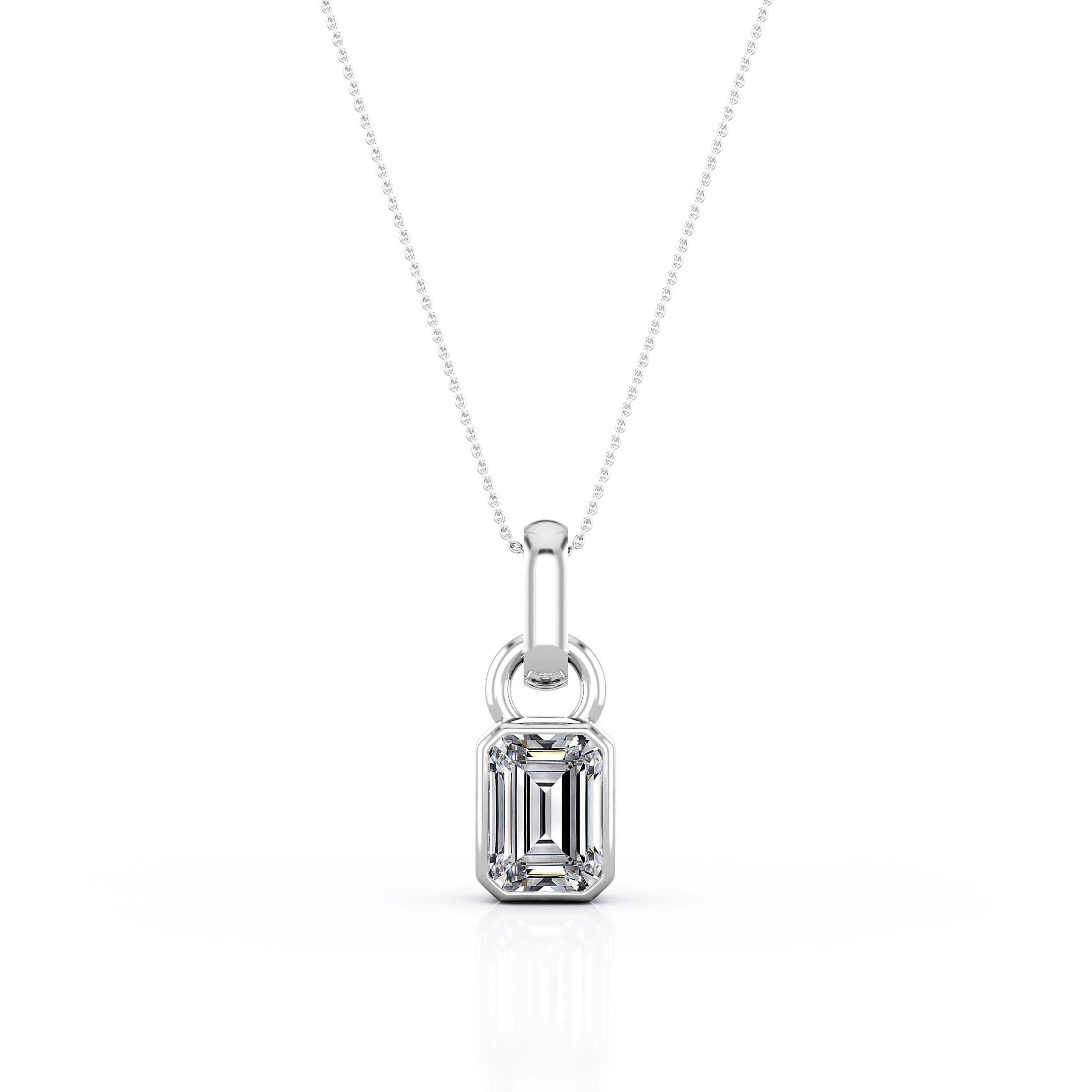 Mother’s Day D/VVS1 Asscher Cut Diamond Solitaire Pendant Necklace Slide Chain