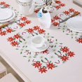 thumbnail image 2 of manteles individuales navideños, manteles individuales navideños con flores de Pascua bordadas para la cena navideña, decoraciones de mesa navideñas de 11 × 17 pulgadas, 2 of 5