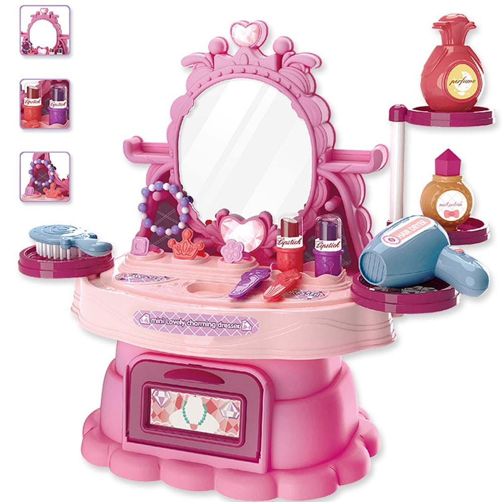 Play Vanity Sets for Girls, Toddler Makeup Vanity Playset with Mirror 