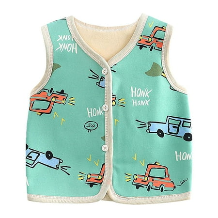 

Dadaria Toddler Clothes 6 Months-6 Years Autumn Winter Baby Boys Girls Cartoon Pattern Plus Fleece Cardigan Warm Vest Mint Green 2-3 Years Toddler