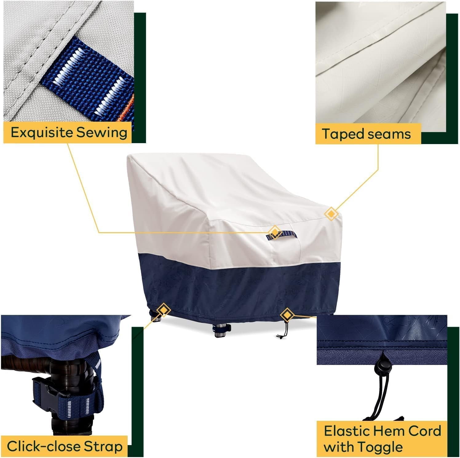 1 Pack 600D Heavy Duty Waterproof High Back Patio Chair Covers Outdoor Lawn Garden Furniture Protector 35"L x 28"W x 35"H