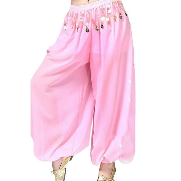 Women Belly Dance Pant Genie Pants Belly Dancing Tribal Costume Shinny Bloomers Trousers