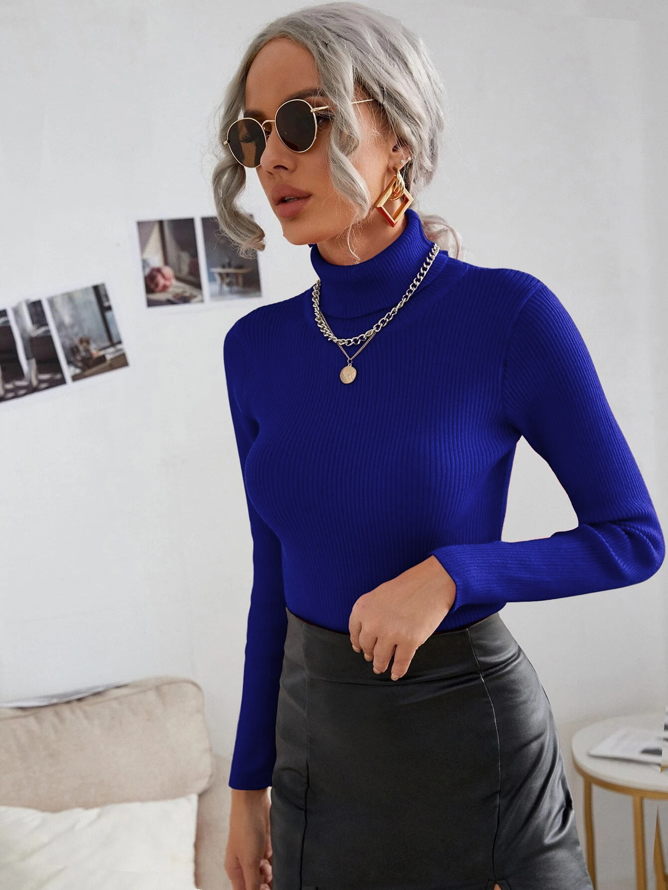 royal blue turtleneck sweater