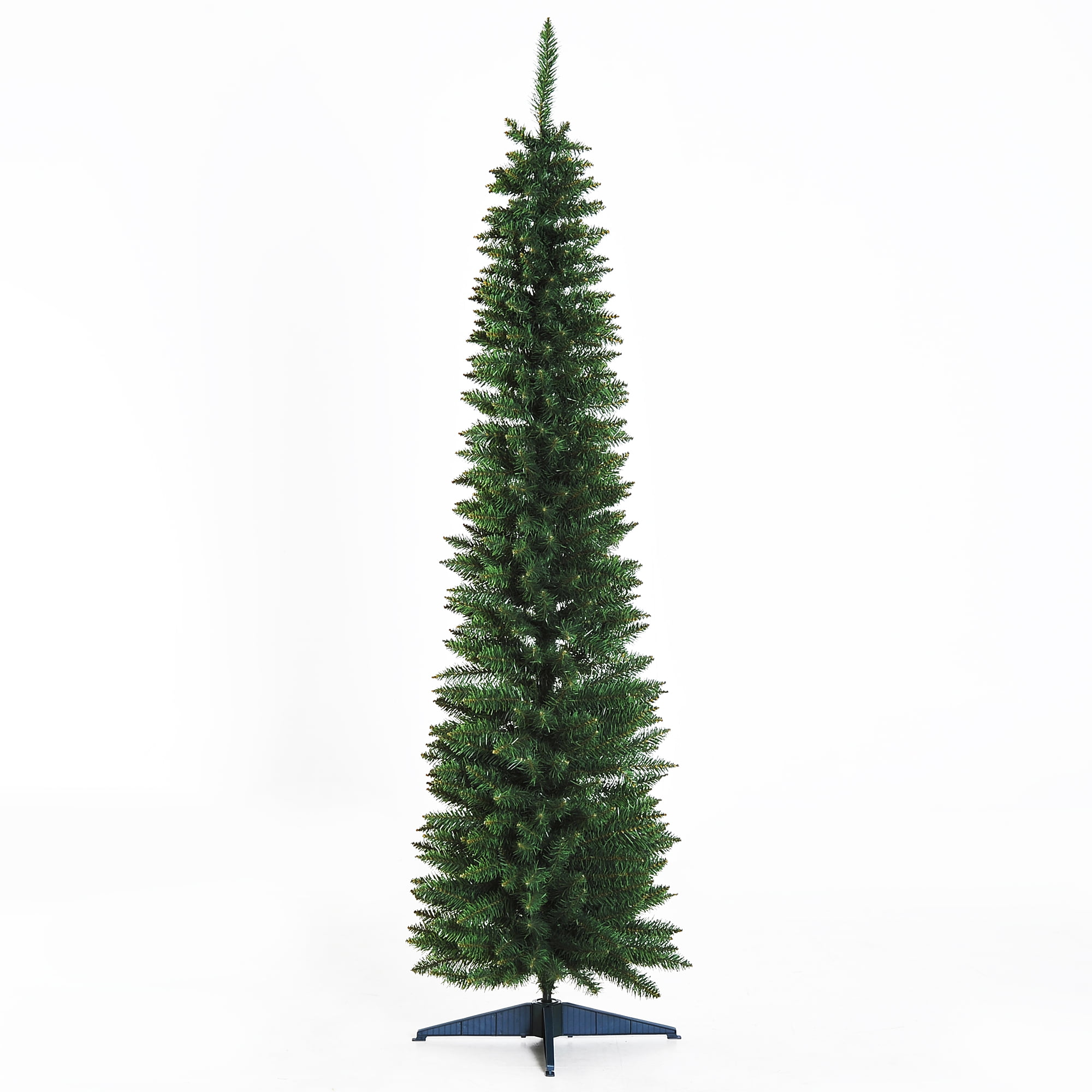 HOMCOM Unlit Slim Noble Fir Hinged Artificial Christmas Tree with Realistic Plastic Branches and ...