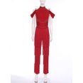 thumbnail image 3 of inlzdz Women's Rumba Latin Dance Rhinestones Sleeveless Tassel Jumpsuit Rompers Red M, 3 of 7