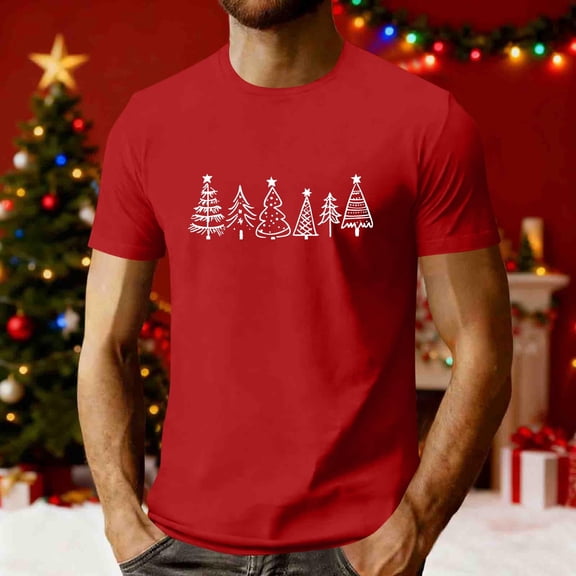 DayScoop Mens Short Sleeve T-Shirts Casual T Shirt Summer Christmas Print Sports Fashion Round Neck Top Shirts