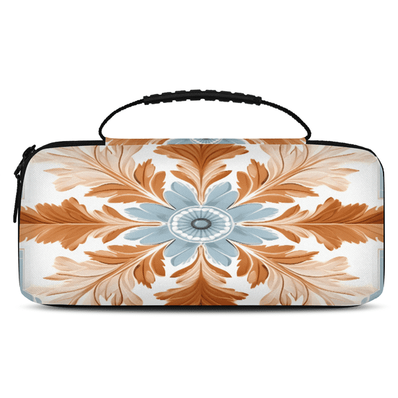 Herdesigns Retro Flower Carry Case Compatible with Nintendo Switch 2017 & Oled 2021, with 20 Game Card Slots, Boho Flowers Portable Travel Carrying Case Pouch for Accessories & Games