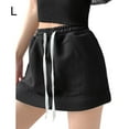 thumbnail image 1 of Shengyu Jupe Mini Ligne A Taille Haute Décontractée pour Femmes, Noir, L, 1 of 7