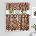 thumbnail image 2 of Kitchen Curtains 36 Inch Short - 3 Panel Set, Rod Pocket Window Curtain, Boho Floral Tribal Style, 100% Polyester for Farmhouse, Kitchen, Cafe, Bedroom, Easy Wash, 2 of 4