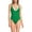 Fresh Grass/Egret White Flower, variant on Women's Reversible V-Neck Ultra High Leg Strappy One Piece Swimsuit