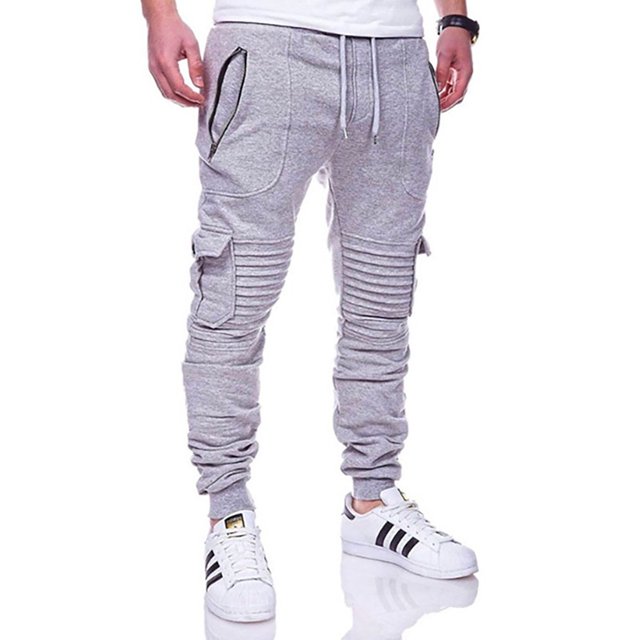UKAP Men Bottoms Plus Size Pants Drawstring Trousers Casual Summer Light Grey M
