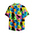 thumbnail image 4 of Boys Dinosaur Print Short Sleeve Button Down Shirt, Kids Casual Vacation Hawaiian Shirt for Outdoor Daily Sports Summer Wear(Sky Blue,5-6 Years), 4 of 5