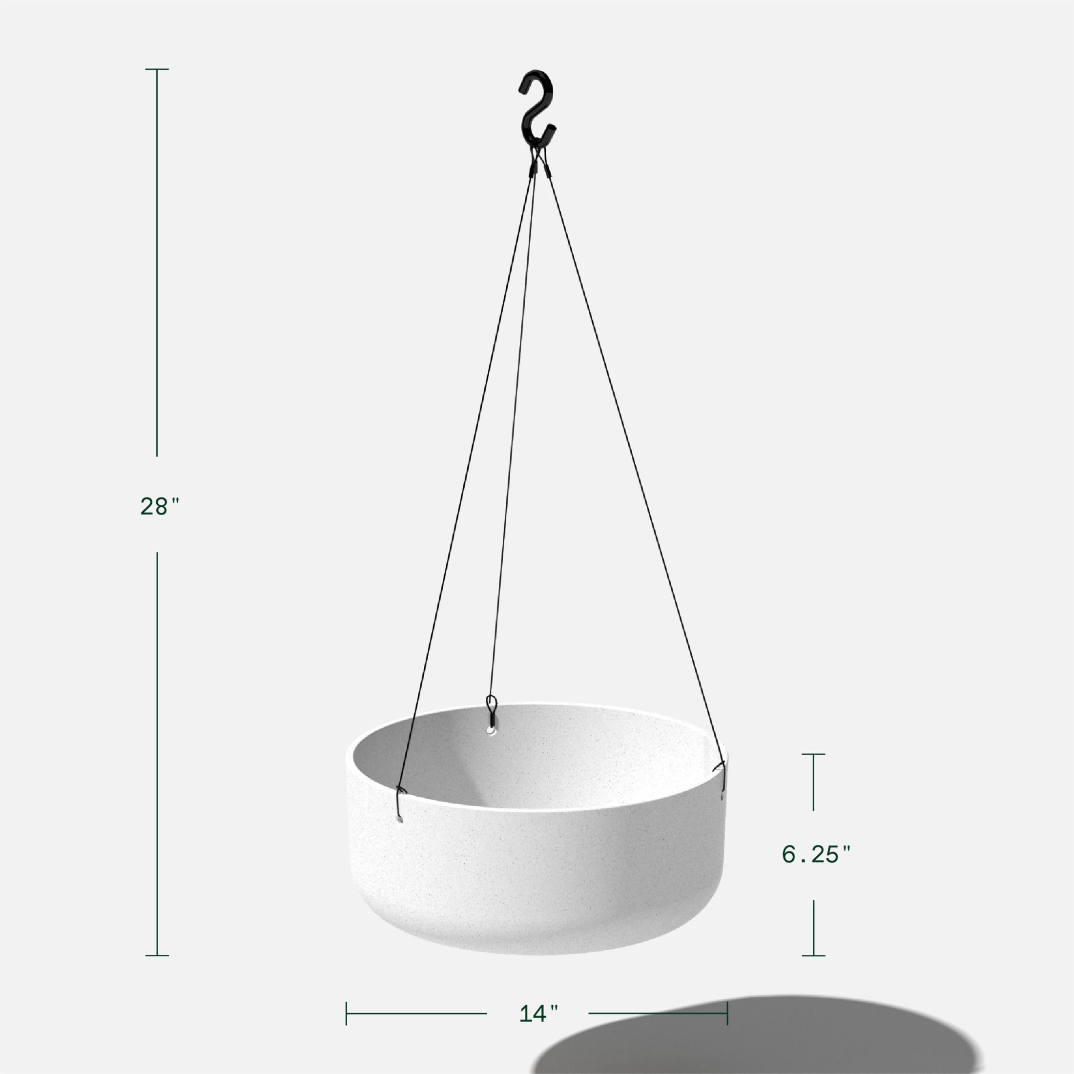 Veradek Mason Series Hanging Kona Bowl 14" Plastic-Stone Planter 2-Pack White
