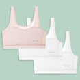 thumbnail image 2 of CYRBOKO Girls Sports Bars, Cotton Comfortable Soft Breathable 3-Pack Seamless Bralettes White Size 7-13 T, 2 of 9