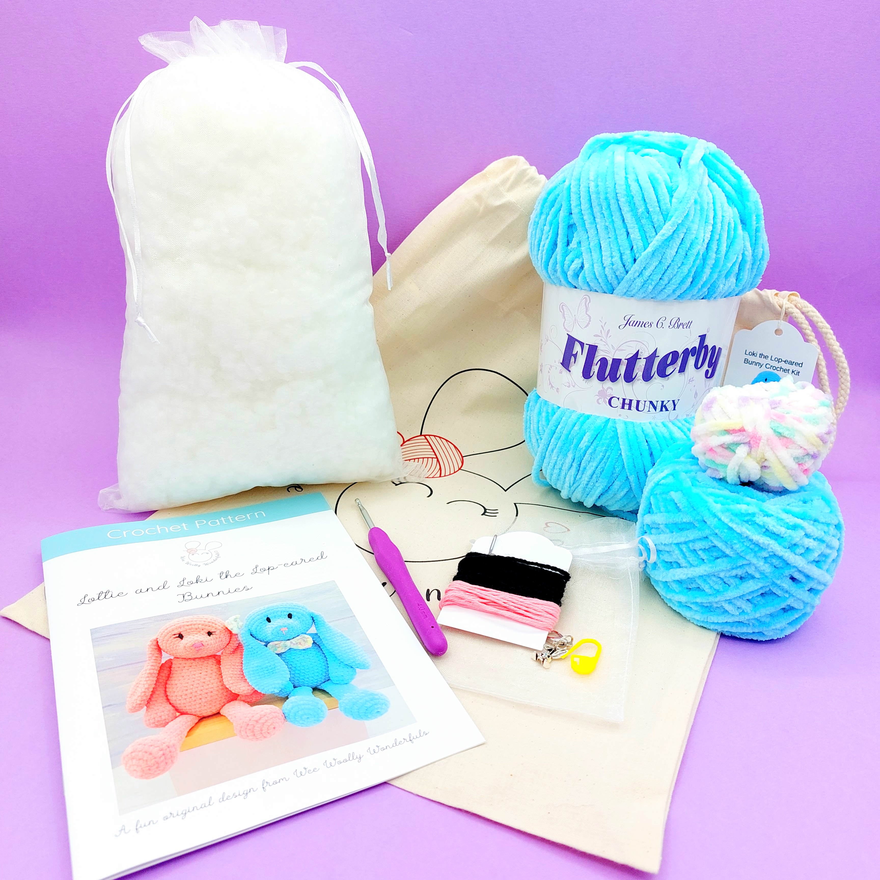 Loki and Lottie the Lop-eared Bunny Crochet Kit (Loki the Sky Blue Bunny)