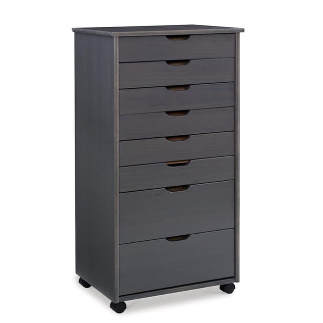 Linon Callie Chariot de Rangement Roulant à Huit Tiroirs en Bois Gris