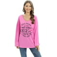 thumbnail image 3 of Women's Long Sleeve U Neck T Shirt Letter Printed Loose Casual Tunic Tops Basic Tee, S-2XL, 3 of 6
