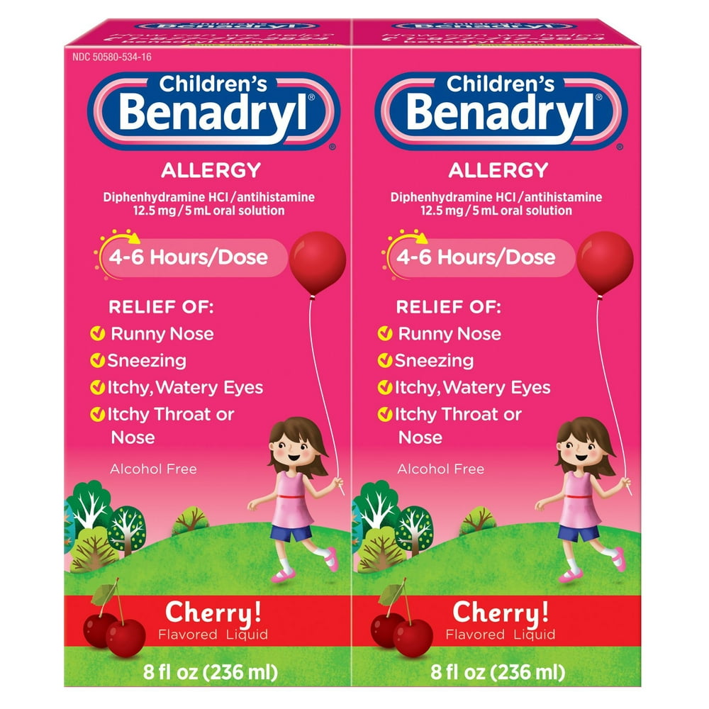 Benadryl Childrens Antihistamine Allergy Liquid, Alcoholfree, Cherry