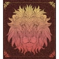 thumbnail image 3 of Savannah Duvet Cover Set, Patterned Ornate Lion Head with Digital Featuring Totem Zoo Wild Bohemian, Decorative 3 Piece Bedding Set with 2 Pillow Shams, Queen Size, Maroon and Yellow, by Ambesonne, 3 of 3